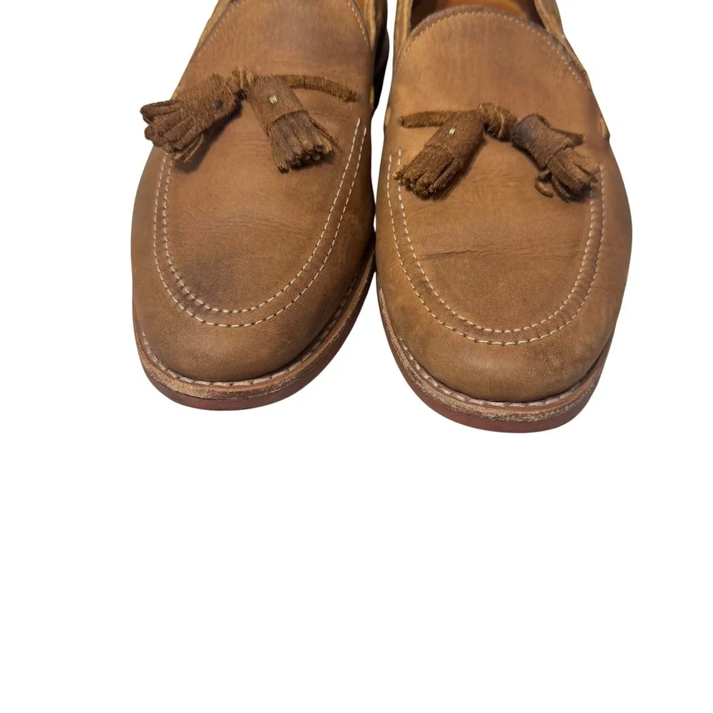 Allen Edmonds Lake Shore Drive Tassel Loafers Mens 8.5 E Tan Suede Good Lug Sole
